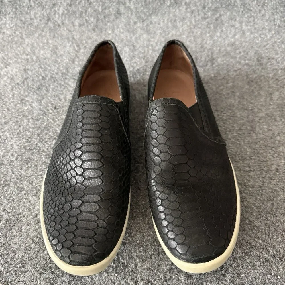Joie Kidmore Women's Black Snakeskin Embossed Leather Slip On Sneakers 39